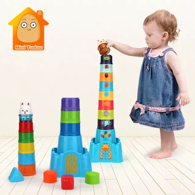 Stacking Nesting Tower Sorting Cup Building Castle Bircks for Infants Toddlers