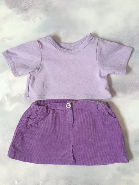 Build A Bear,Vintage Bear Factory, Purple Top & Purple Corduroy Skirt. B 411