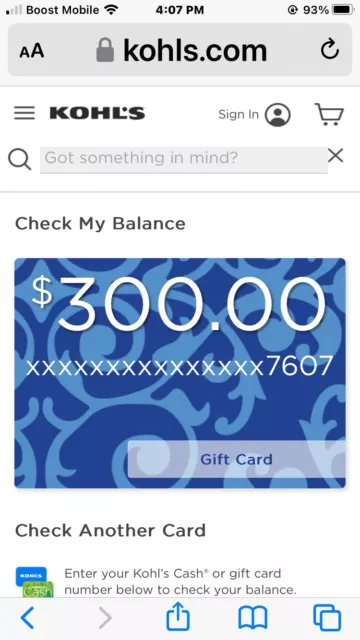 $300 Kohl's Brand New Gift Card In Hand 