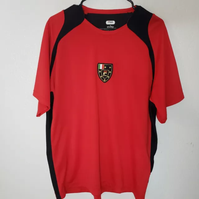 FILA SPORT ITALY Soccer Jersey Shirt Mens XL Red Patch $16.50