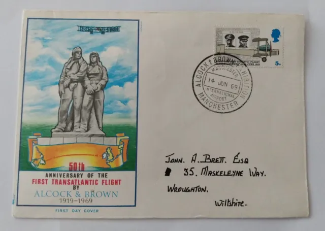 FIRST DAY COVER • 1969 Anniversary Of The 1st Transatlantic Flight Alcock/Brown