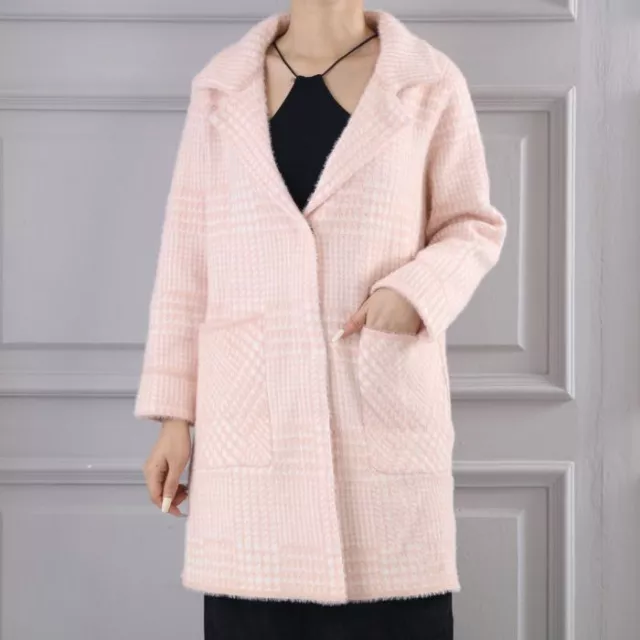 Woman Coat Winter Warm Ladies Thick Line Pink Jacket Cashmer Wool Outerwear