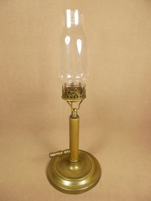 Ancienne Lampe Bec de Gaz - en Laiton -  avec son Verre "KAMENZ OPTIMA"