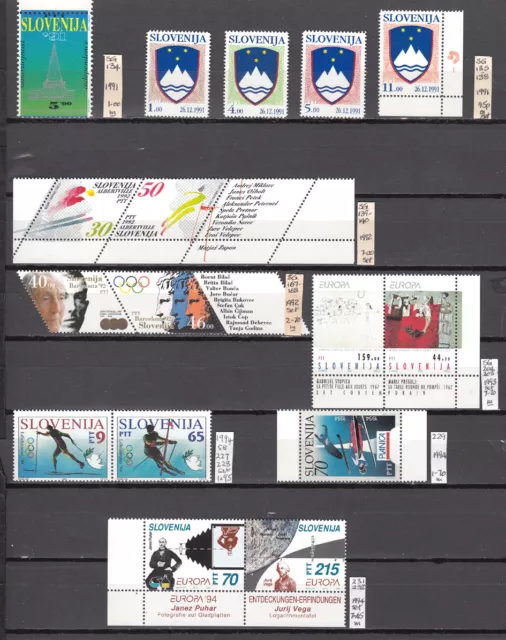 LOT 114. SLOVENIA 1991-7 MNH  ISSUES as per SG. World   GOOD VALUE