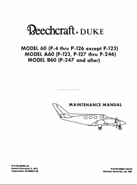 Duke B60 Checklist.pdf BEECHCRAFT DUKE B60 MAINTENANCE MANUAL ARCHIVE 1970's PDF ARCHIVE 500 ...