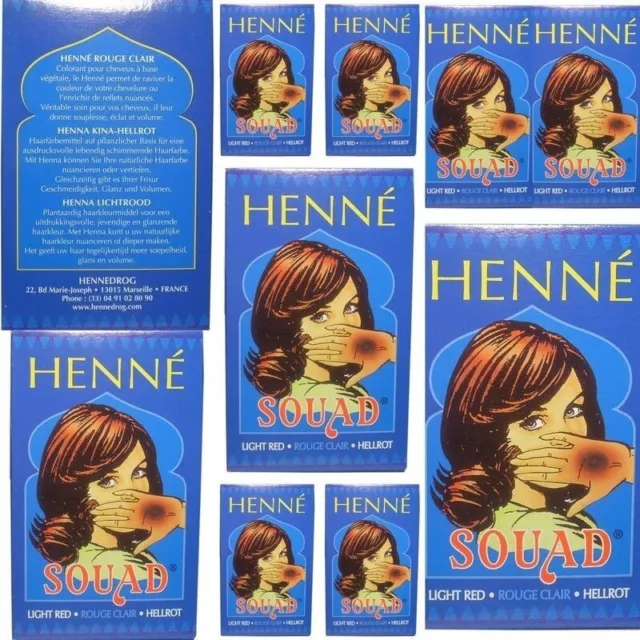 Lot 10 Boites Henné Rouge Clair Souad Coloration Naturelle Cheveux Teinte Soin N