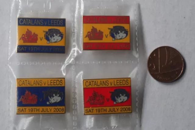 Four Catalans Dragons v Leeds Rhinos Rugby League enamel pin badges 2008