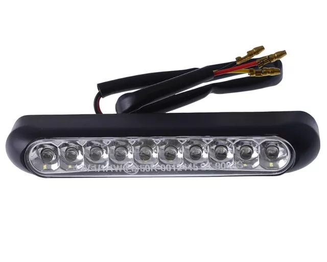Feu arrière LED Moto LINE, noir, verre transparent, éclairage de la plaque n°.