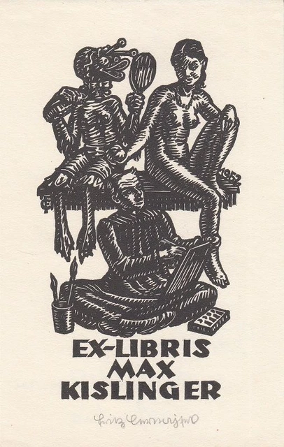 Exlibris Bookplate Gravure sur Bois Fritz Cernajsek 1910-1996 Kislinger