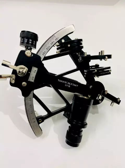 Vintage nautischen Tamaya Sextant schwarz 9" Navigation Messing arbeiten...