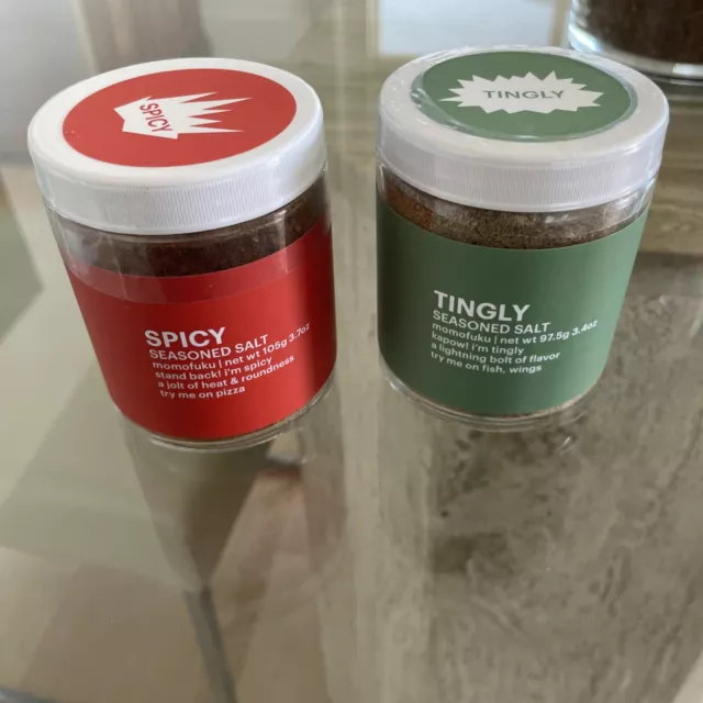 Momofuku Spicy Seasoned Salt AND Tingly Seasoned Salt - both Brand New, Sealed.