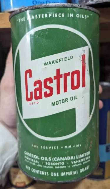 Vintage 1950's Castrol Wakefield Motor Oil Can Imperial Quart Can