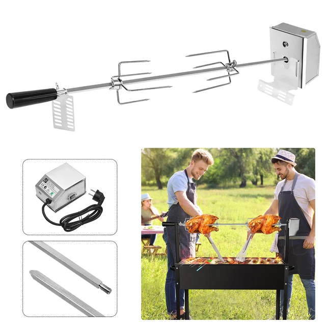 BBQ Rotisserie Grillspieß Drehspieß Fleischnadel Edelstahl mit Motor Camping
