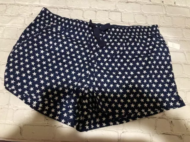 Gap Love NWT Size XL Navy W/ Star Print Cotton Poplin Boxer Sleep Shorts Pajamas