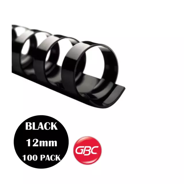 GBC Binding Combs 12mm 21 Loop 100 Pack BLACK - BEP12BK100