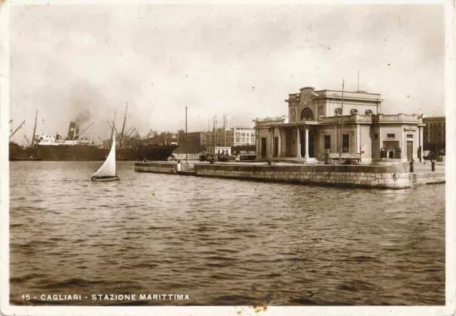 Cartolina Sardegna Cagliari  Stazione Marittima Viaggiata Anno 1935