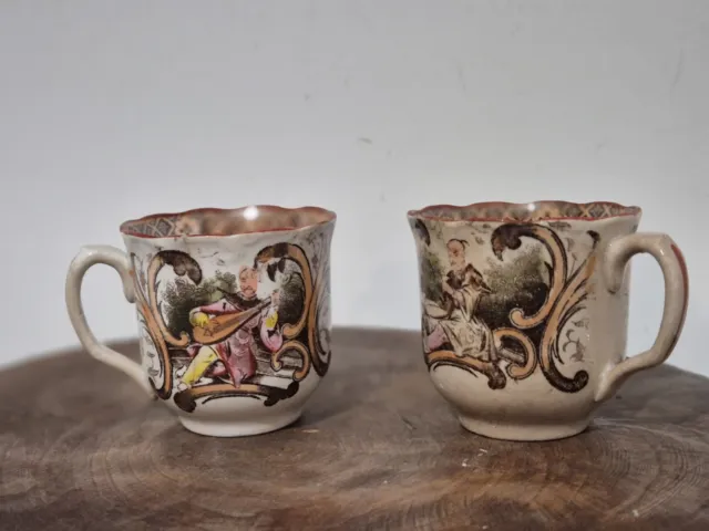 Ancienne Tasses Motifs Chine Lunéville Badonviller Autre