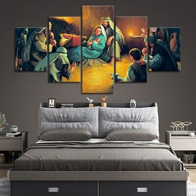5Pcs Wall Art Canvas Painting Picture Home Decor Modern Abstract Jesus Birth