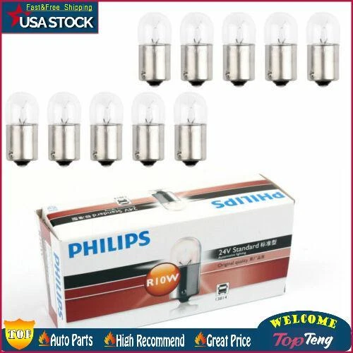 10pc For Philips 13814 24V 10W R10W BA15s Standard Singaling Lamp Bulbs US