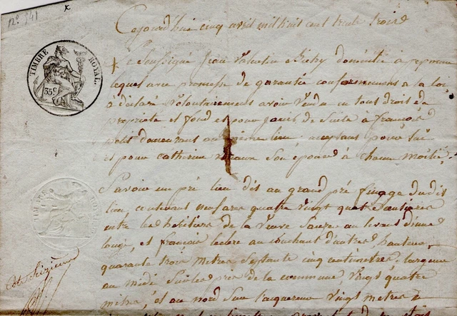 1833 Pexonne Meurthe-et-Moselle old deed of sale BIETRY PETIT VOUAUX Baccarat