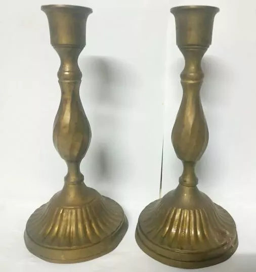 Copper Antique Candlestick Candle Holder Brass Pair 2 Art Old Hand Crafts Ornate 2