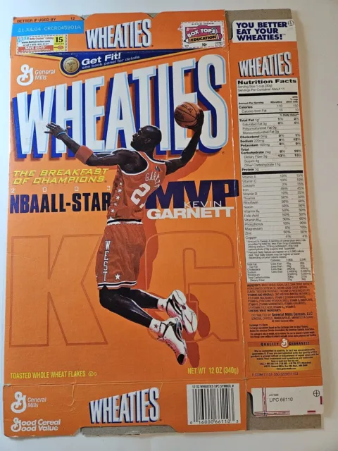 2003 Wheaties Box All-Star MVP Kevin Garnett Cereal BOX Flat