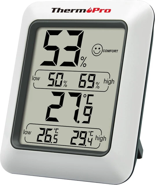 Termometro E Igrometro Digitale PEARL Con Display LCD E Faccine – Misura Temperatura E Umidità In Auto O In Casa – Con Memoria Min/Max