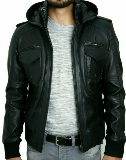 Veste En Cuir Véritable B3 RAF Avec Capuche Amovible – Style Bombardier Doublé Shearling – Idéal Pour L'hiver