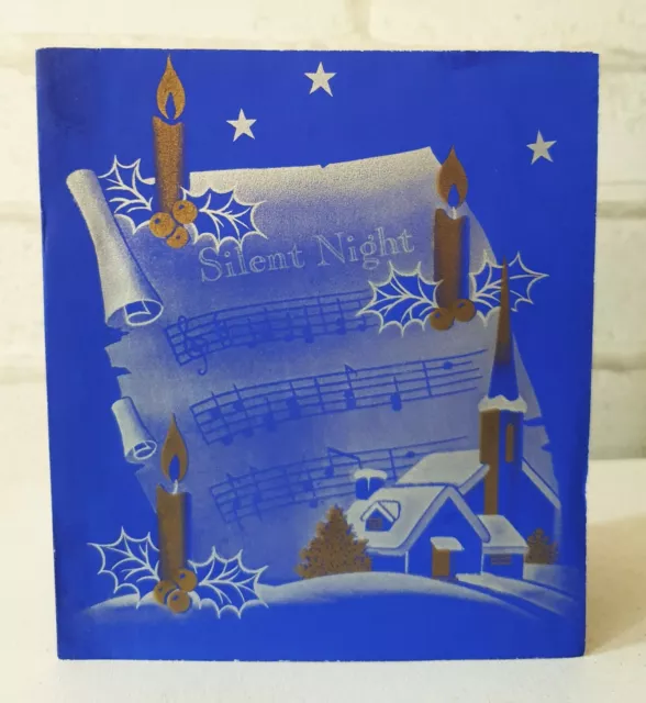 Vintage Art Deco 1930's Silent Night Music Carol Christmas Greeting Card (EB1846