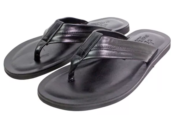 Leather Italian Sandals Mens Black Genuine Leather Flip All Flops Handmade Tahit