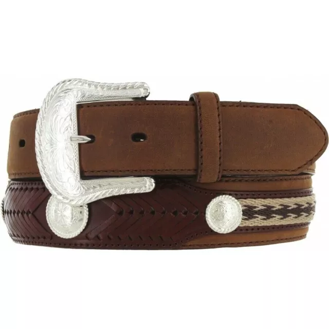 Tony Lama Mens The Duke Center Applique Brown Western Belt 7239L