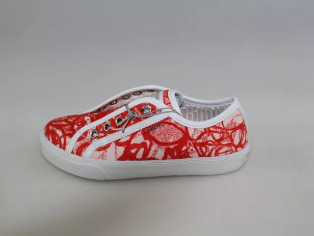 Chaussures Fille GEOX 29 Ue Baskets Blanc Toile Rouge DF420-29