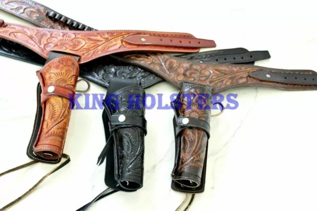 New 22 Right Hand Tooled Holster Leather Western Rig Gun Belt Drop Loop Sass