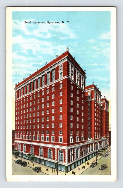 Postcard New York Syracuse NY Hotel Jefferson Clinton 1940s Unposted Linen