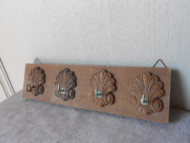 French Vintage Wood TOWEL KEY RACK Holder