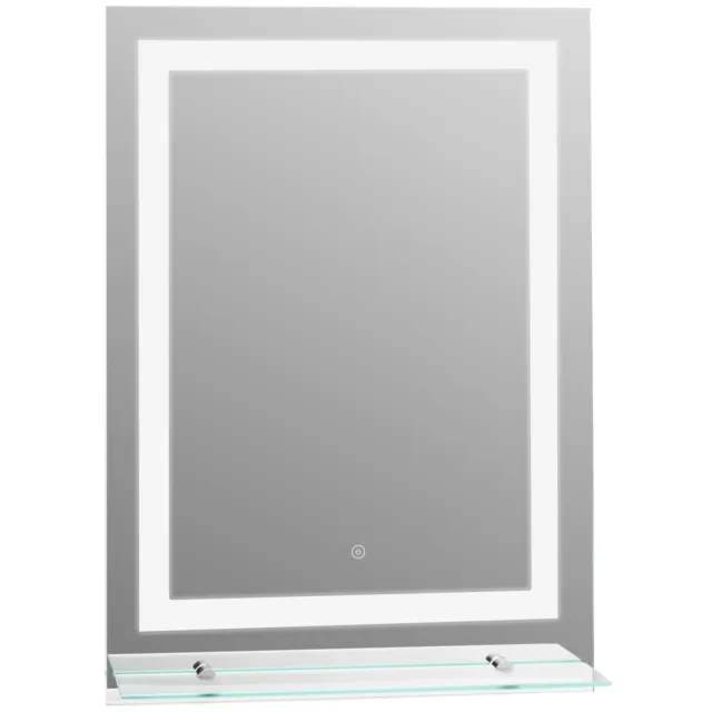 LED Badspiegel mit Beleuchtung Badezimmerspiegel Glas-Ablage 22W 70x50cm