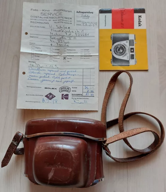 Kodak Retinette 2 A II A Rare 2.8 45mm Leather Bag Instructions Invoice Service Old