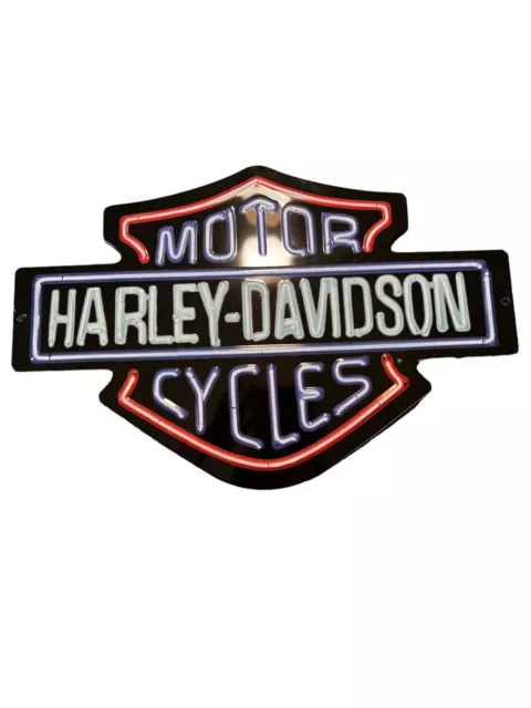 Harley Davidson Motor Cycles "Neon Lights" Metal Sign