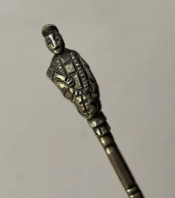 Vintage Ornate Chinese Solid Silver 12cm Figural Man Emperor Teaspoon Tea Spoon