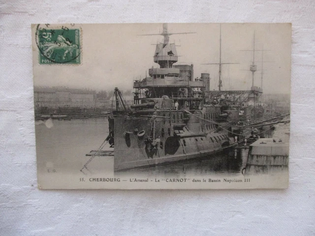 Military Cpa Sleeve 50 Cherbourg Arsenal Le Carnot Dans Le Basin Napolon Iii