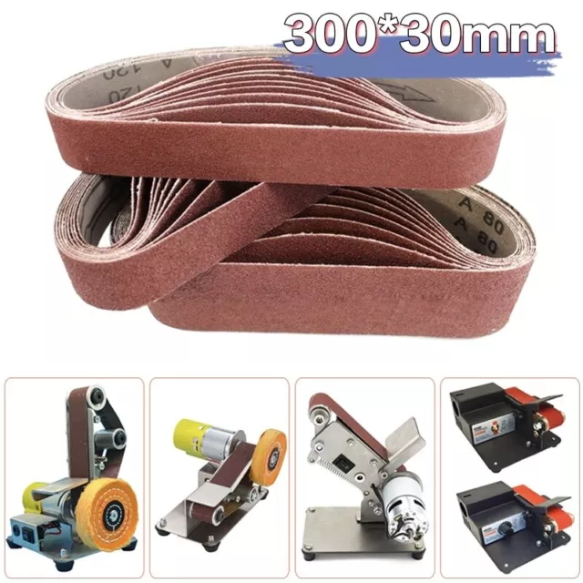 File Sanding Belt 10Pc 30x330mm 40/60/80/120Grit Power File Sander Abrasive Band