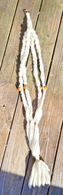 VTG vintage 1970’s MACRAME Ivory Rope Plant Hanger Retro Boho  44” retro 70's