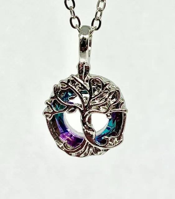 Tree Of Life Pendant Necklace Women's Celtic Crystal Jewellery Silver Colour New