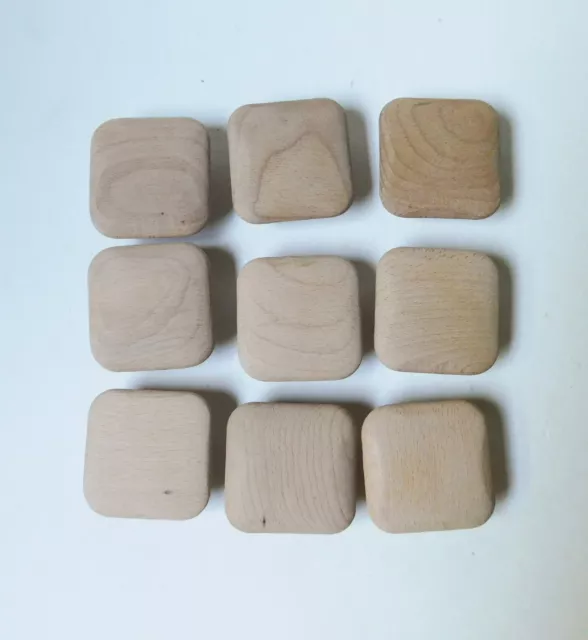 9 Wood Square Knobs Handles Cabinet Drawer Pulls 2" Unfinished WH11