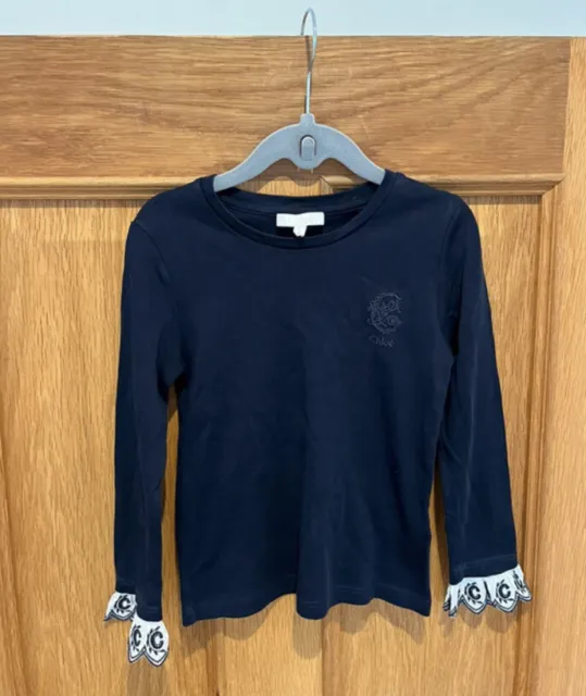 Girls CHLOE Navy Blue Frill Cuff Long Sleeve Top Age 5 Years Worn Once