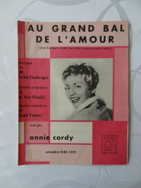 Partition Au Grand Bal de l’ Amour Annie Cordy Scharfenberger Pinelli Jean Yanne