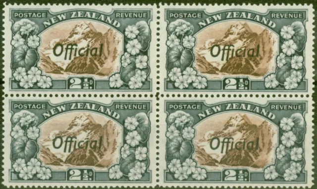 Neuseeland 1938 2 1/2d Schokolade & Slate SG0124a P.14 V.F MNH Block Of 4