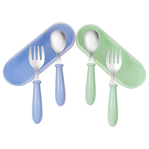 4 Pieces Toddler Utensils Stainless Steel Baby Forks and Spoons