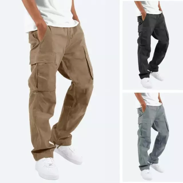 Mens Cargo Chino Pants Jogger Jeans Cargo Pants Sweatpants Stretch Pants NEW