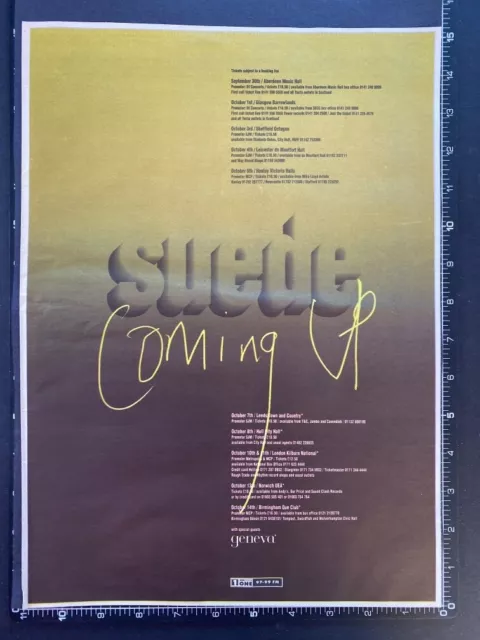 SUEDE - COMING UP  1996 15X11" Poster Sized Press Advert L203